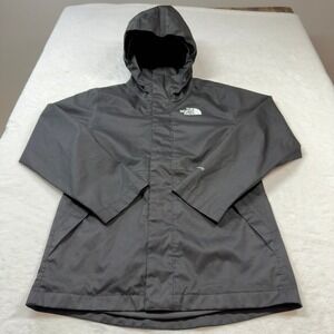 The North Face Rain Jacket Girls Size M 10/12 Grey Good DryVent Hooded Shell
